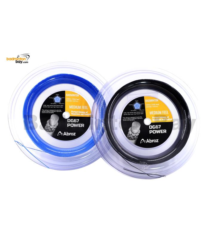 Abroz DG67 Power 200-meter (Black & Blue) Badminton String (0.67mm) In Coil (2 Rolls)