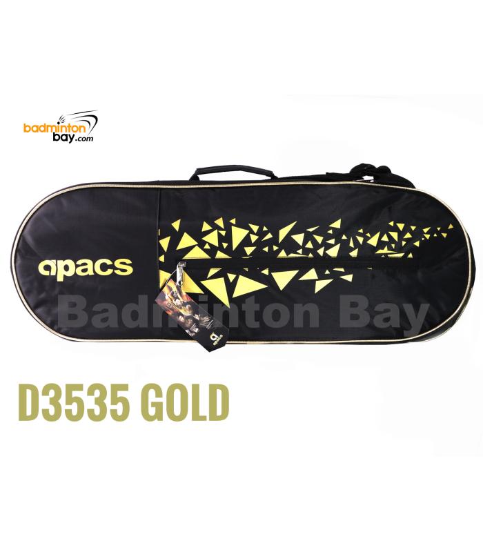 Apacs 2 Compartments Padded Non-Thermal Badminton Racket Bag BP-D3535-XL Gold