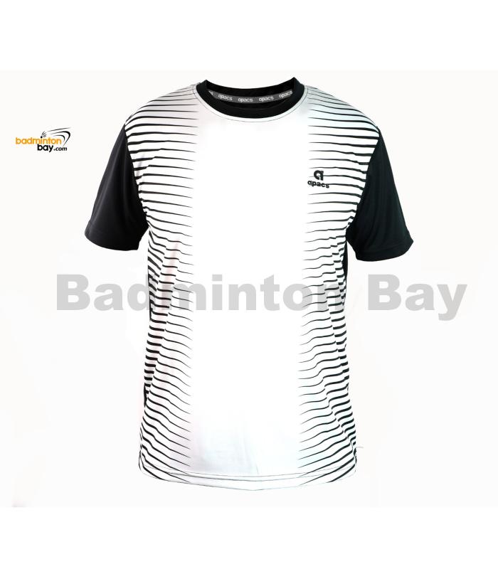 Apacs Dri-Fast AP-3258 White Black T-Shirt Quick Dry Sports Jersey