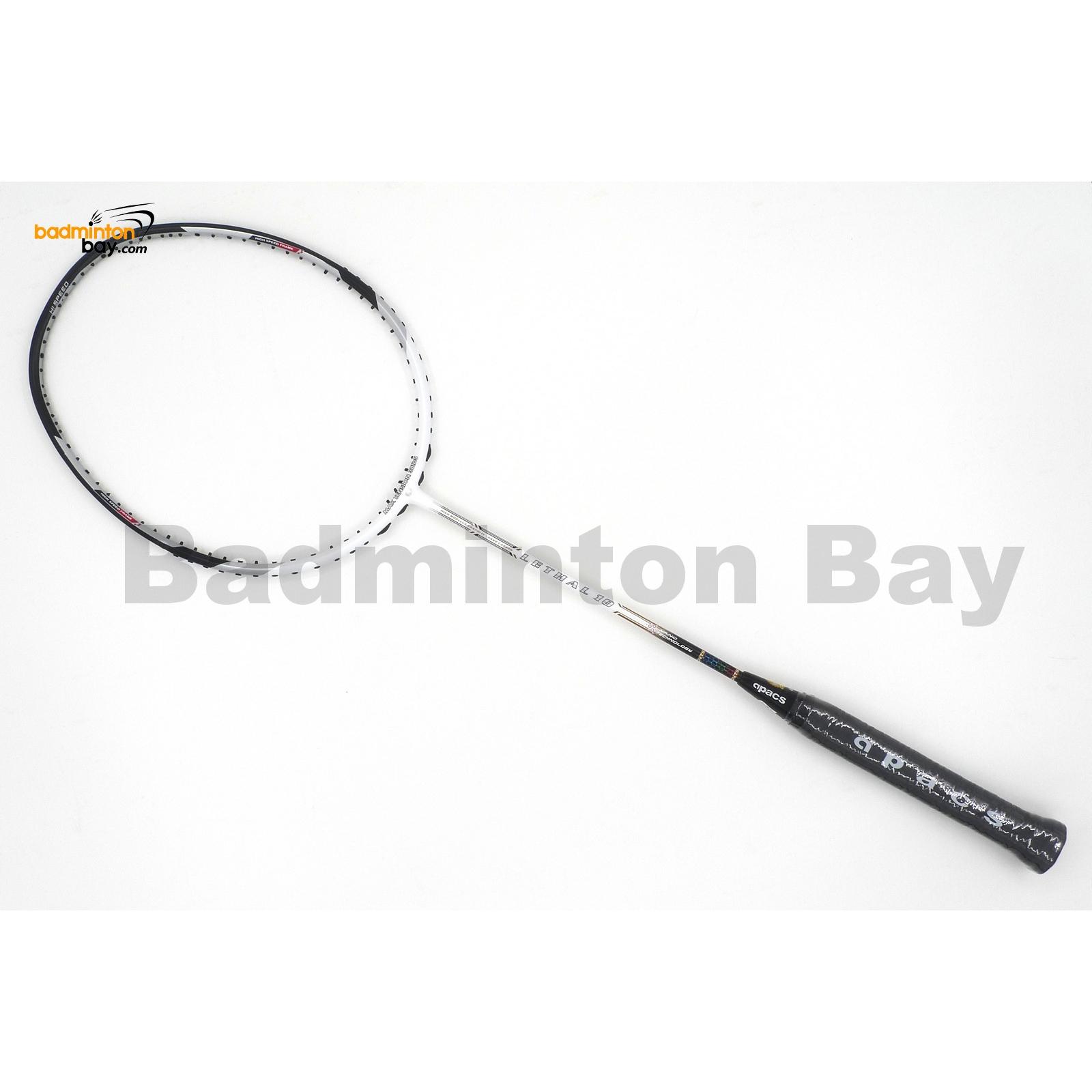 Badminton Racket Blk Wht Apacs Lethal 10 Black White Badminton Racket ( 4U)