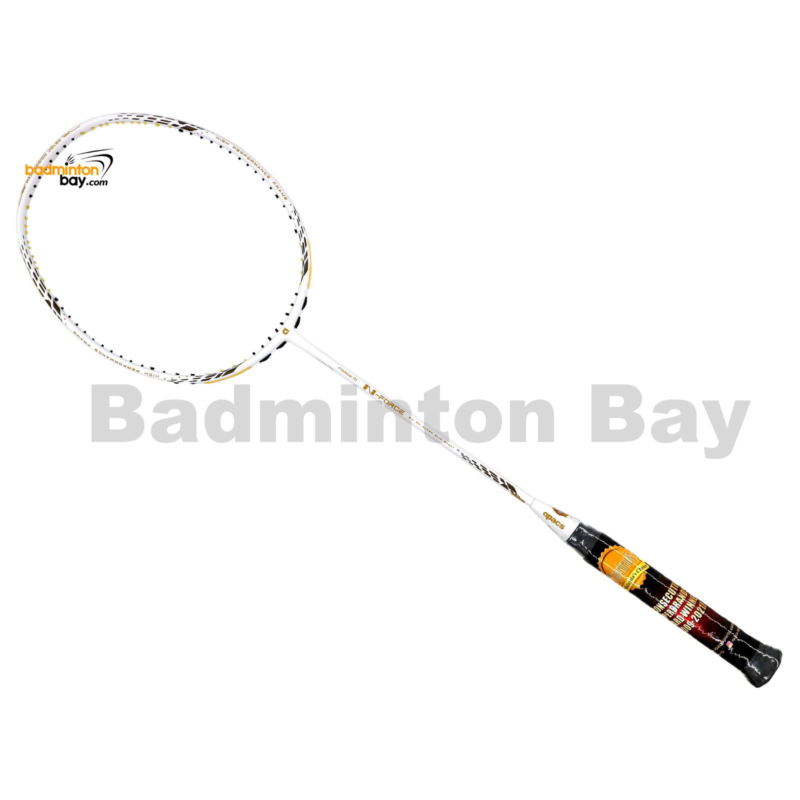 Apacs N Force III White Gold Badminton Racket Compact Frame (4U)