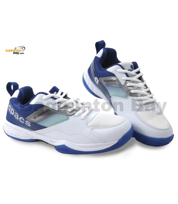 Apacs Advantage 625 White Blue Indoor Badminton Squash Court Shoes With Improved Cushioning