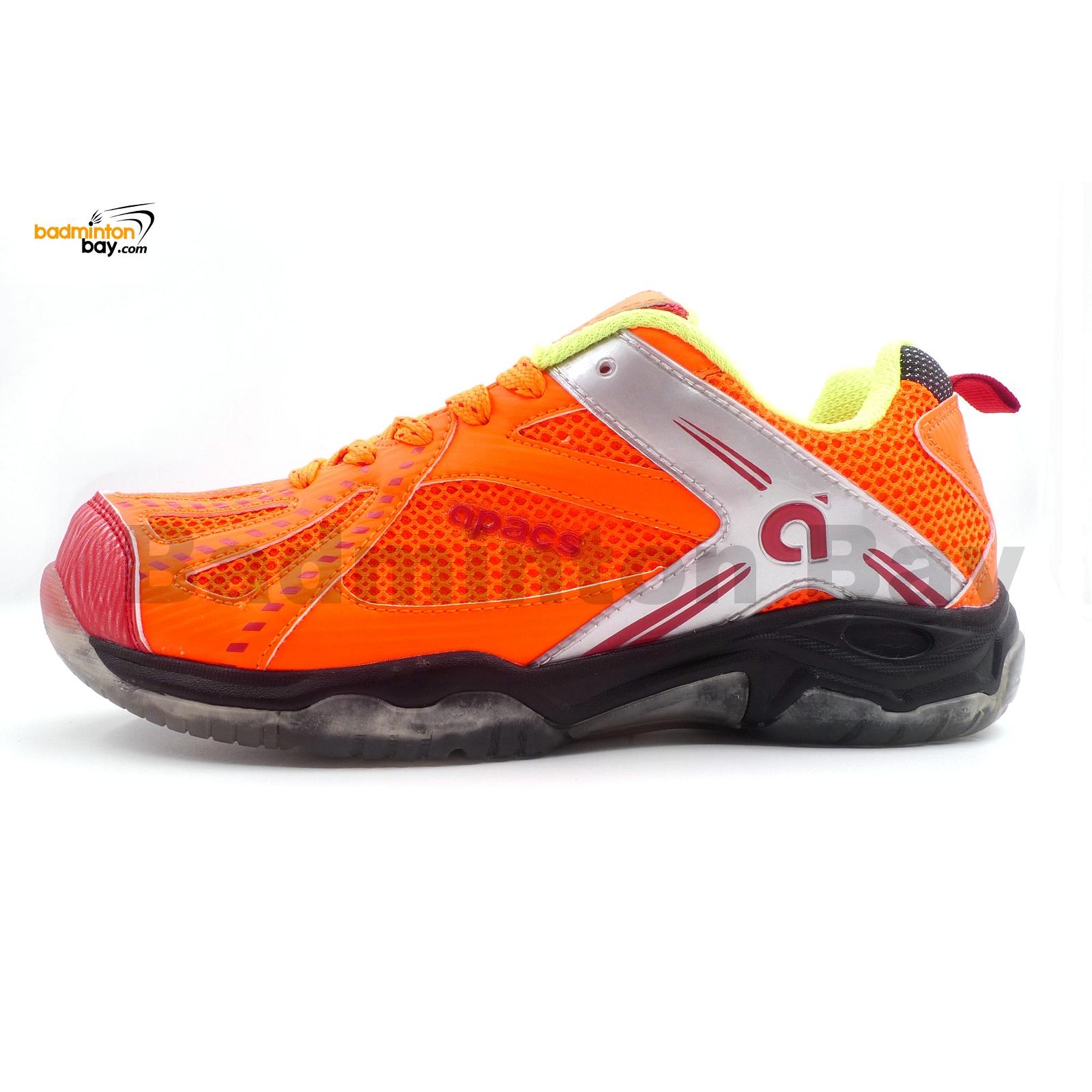 Apacs Cushion Power 071 Orange Badminton Shoes With Transparent Outsole