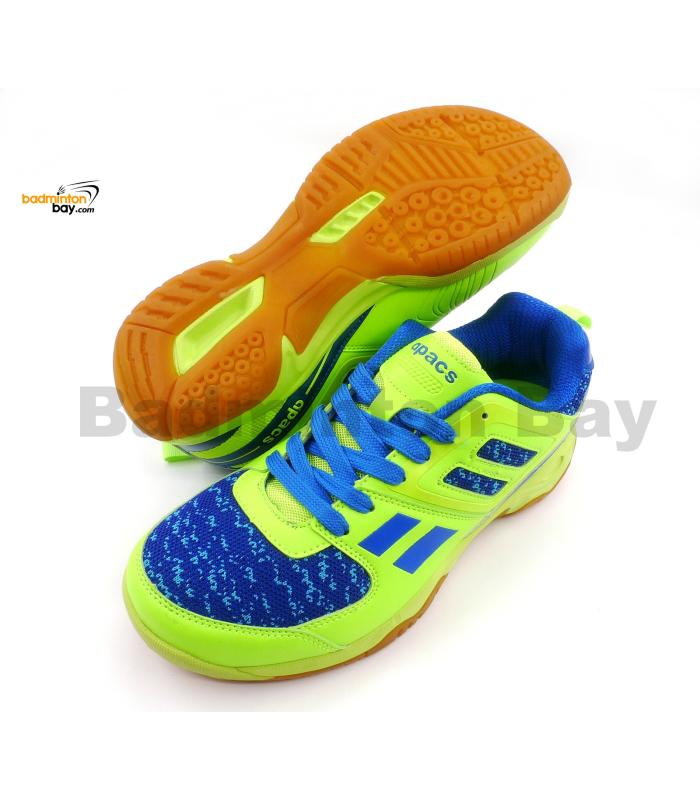 Apacs Cushion Power 073 Neon Green/Blue Badminton Shoes With Improved Cushioning