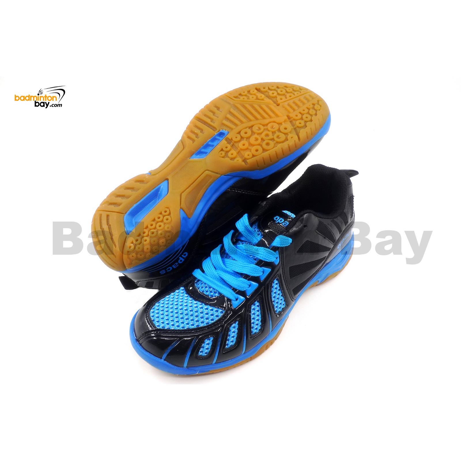 Apacs Cushion Power 075 Blue Black Badminton Shoes With Improved Cushioning
