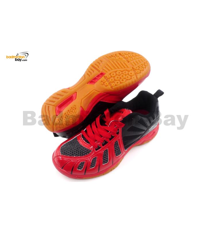 Apacs Cushion Power 075 Red Black Badminton Shoes With Improved Cushioning