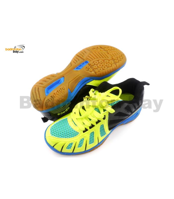 Apacs Cushion Power 075 Yellow Black Badminton Shoes With Improved Cushioning