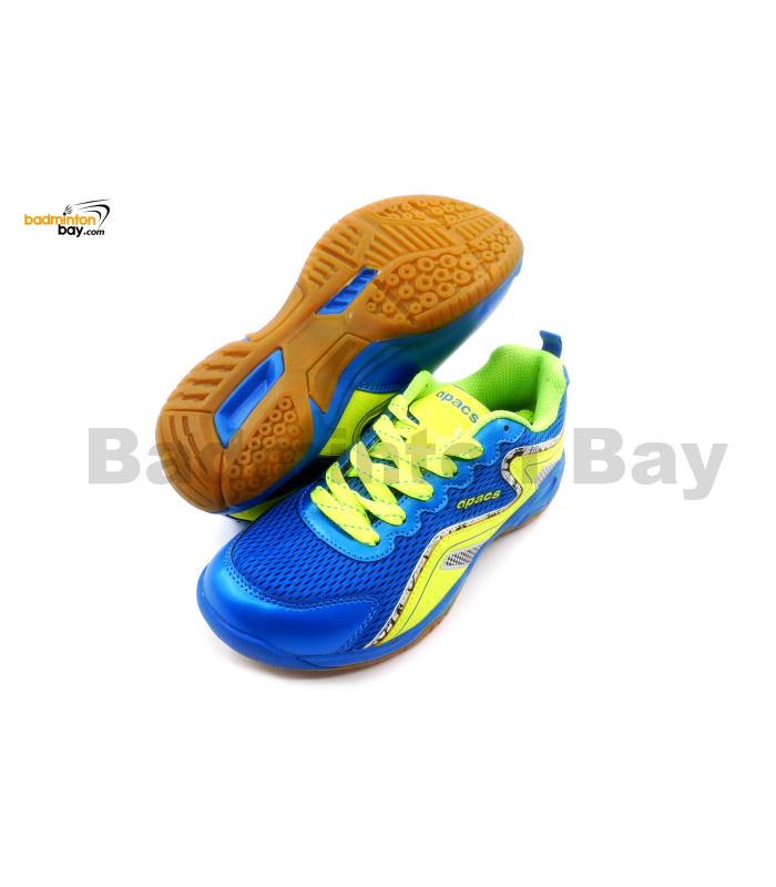 Apacs Cushion Power 077 Blue Neon Green Badminton Shoes With Improved Cushioning