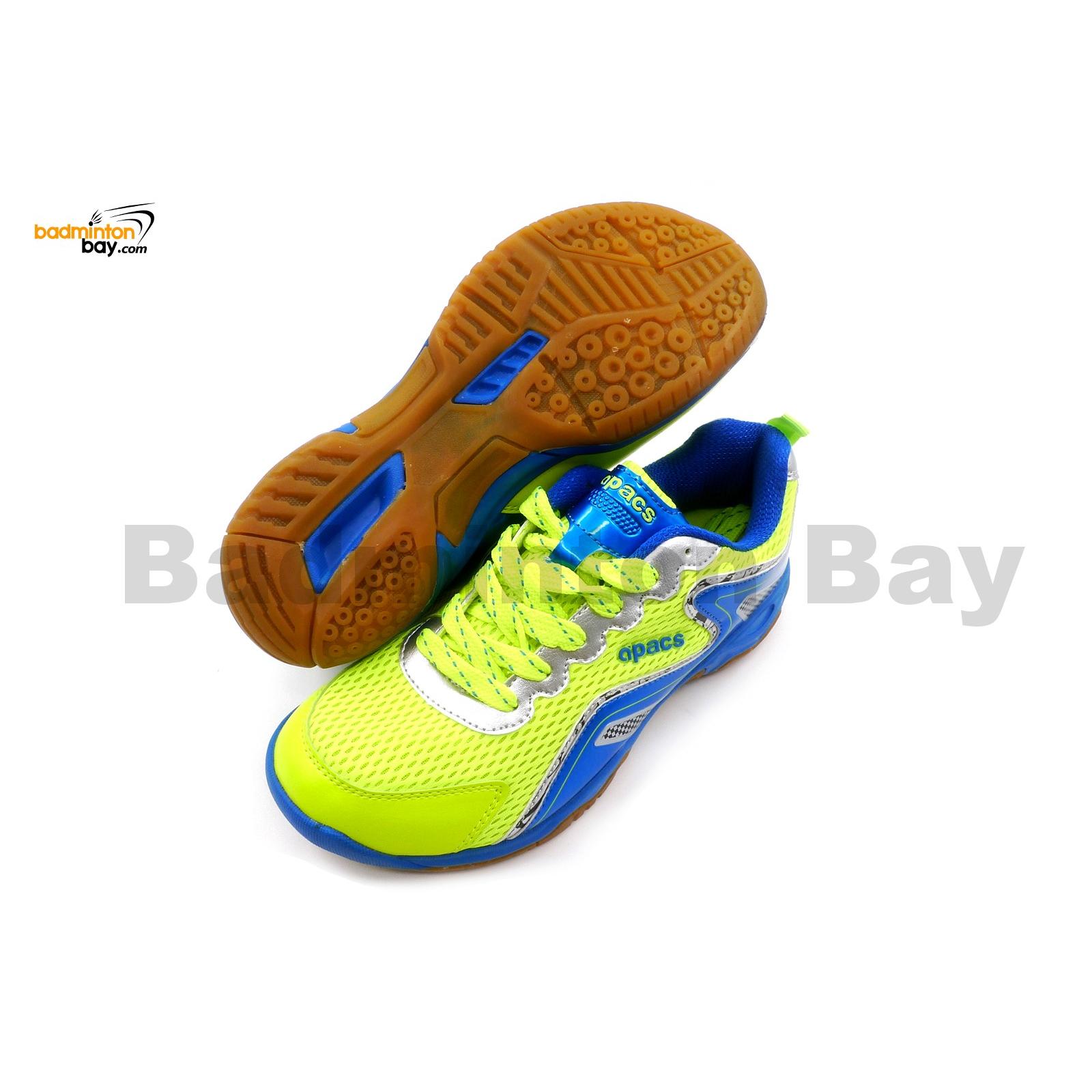 Apacs Cushion Power 077 Neon Green Blue Badminton Shoes With Improved ...