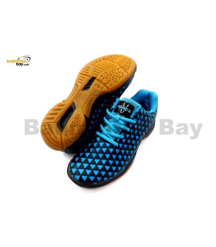 Apacs Cushion Power 078 Black Blue Badminton Shoes With Improved Cushioning