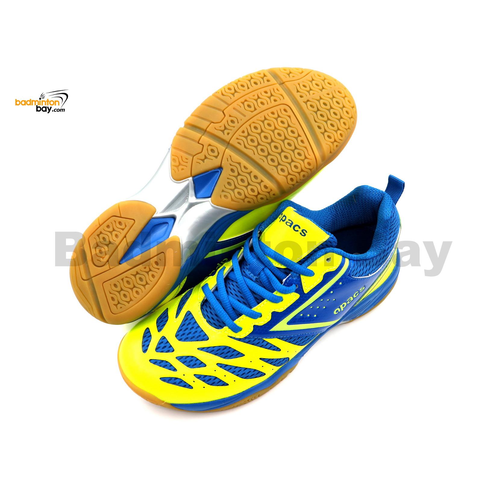 Apacs Cushion Power 081 Neon Green Blue Badminton Shoes With Improved ...