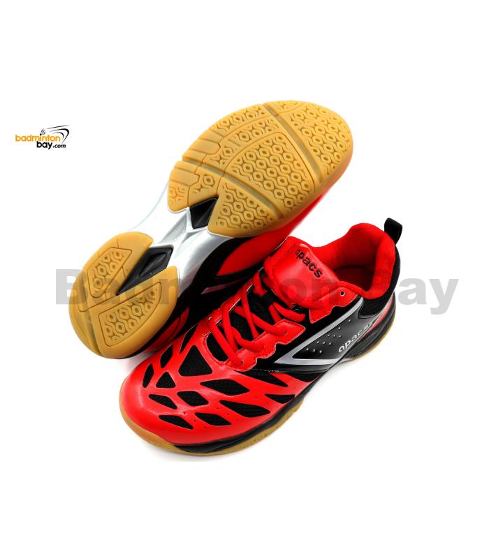 Apacs Cushion Power 081 Red Black Badminton Shoes With Improved Cushioning