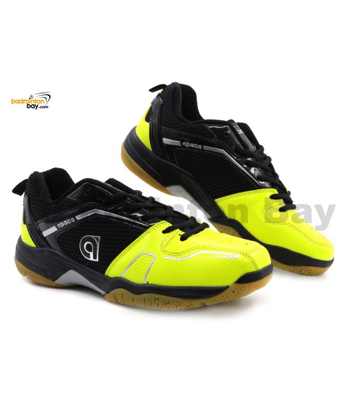 Apacs Cushion Power 082 Black Yellow Badminton Shoes With Improved Cushioning & Technology