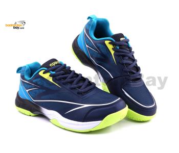 Apacs Cushion Power CP507 Navy Neon Green Indoor Badminton Squash Court Shoes With Improved Cushioning