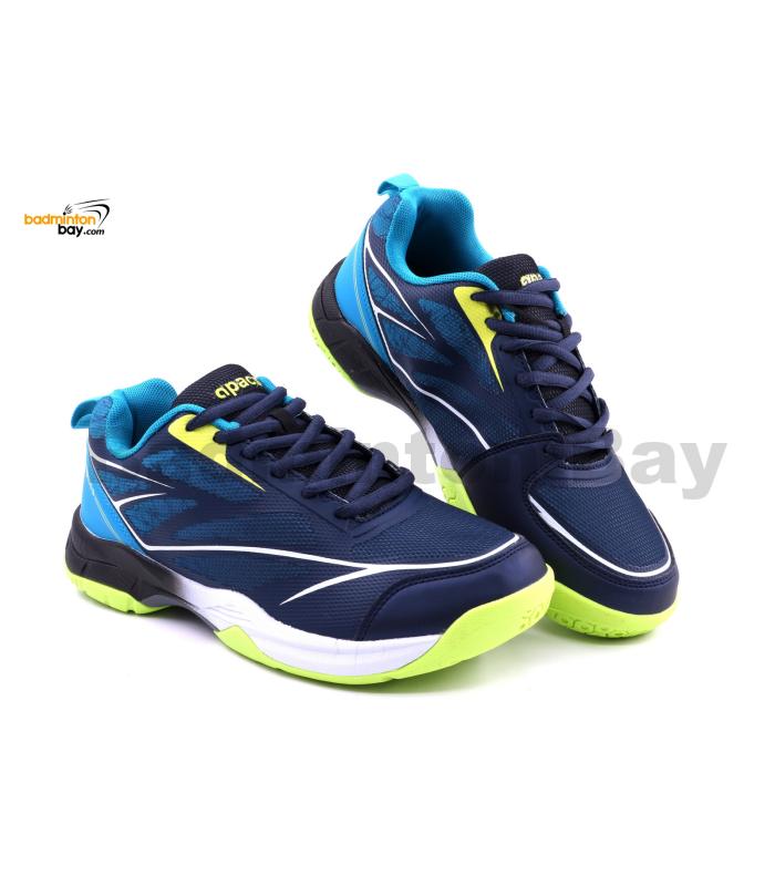 Apacs Cushion Power CP507 Navy Neon Green Indoor Badminton Squash Court Shoes With Improved Cushioning