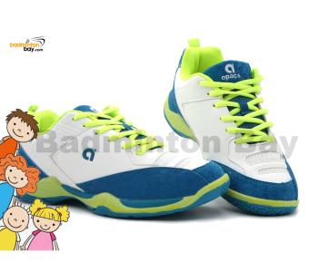 Apacs Kids Cloud Stride CS260 Lapis Lazuli Lime Shoe White With Improved Cushioning and Outsole