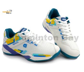 Apacs Performance 675 Shoe White Turquoise With Improved Cushioning and Outsole