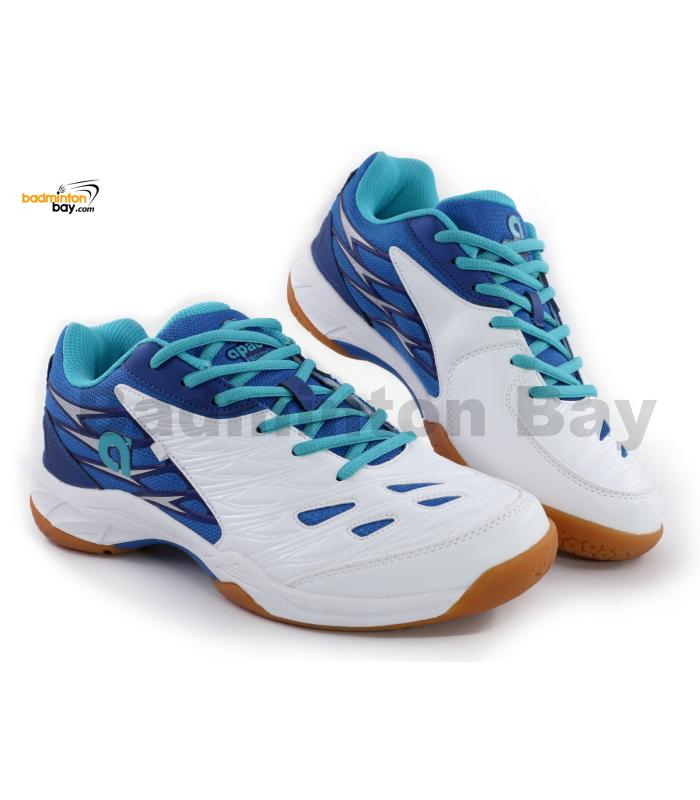 Apacs Cushion Power PRO 728 White Blue Badminton Shoes With Improved Cushioning