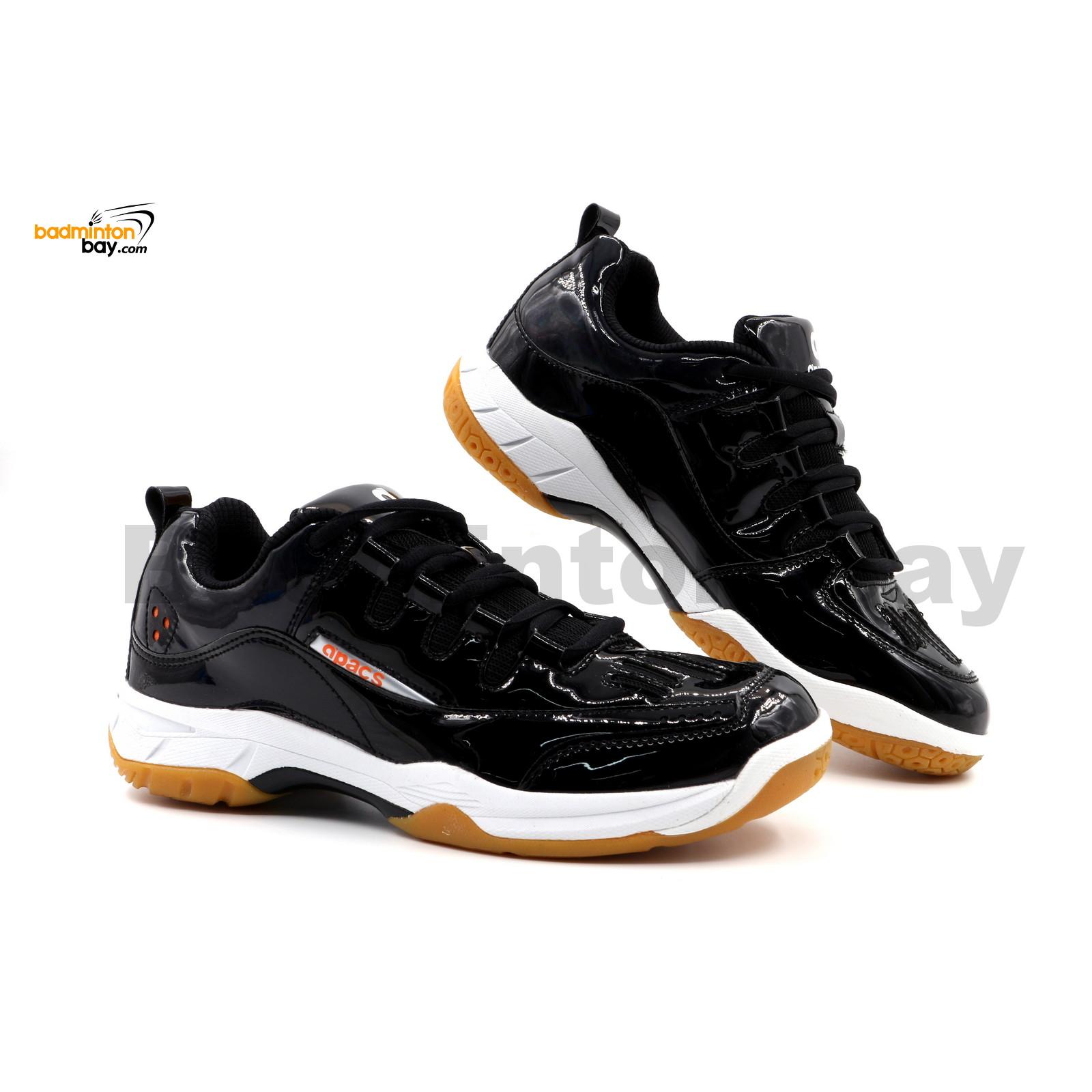 Limited Edition Apacs Cushion Power Sp 600 Shiny Black Badminton Shoes With Improved Cushioning