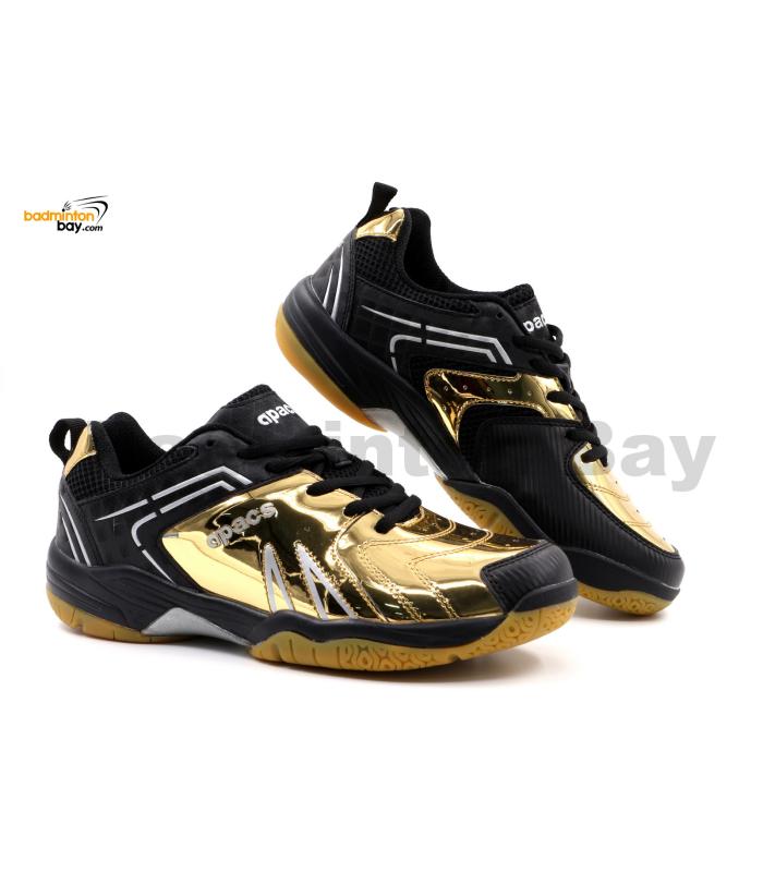 Limited Edition Apacs Cushion Power SP-605 Chrome Gold Black Badminton Shoes With Improved Cushioning