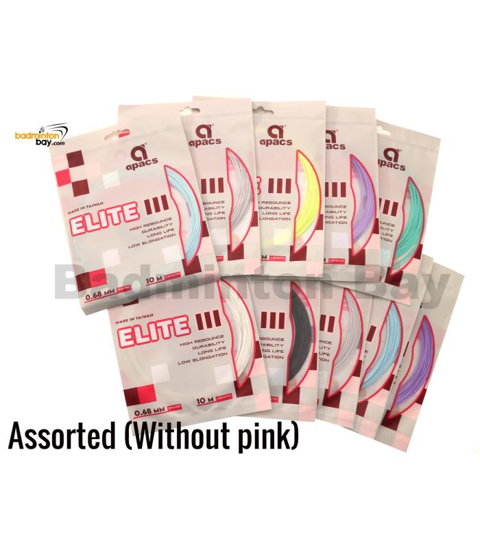 10 pieces Apacs Elite III (0.68mm) Badminton String Made in Taiwan