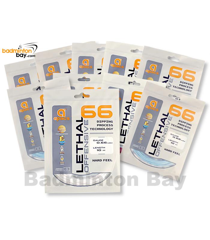 10 pieces Apacs Lethal 66 Offensive (0.66mm) Badminton String Made in Taiwan