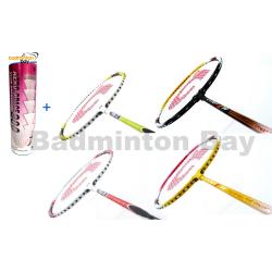 Beginners Badminton Set / Tyro & Tryo Package  :4 Strung Apacs Tyro / Tryo Badminton Rackets + 1 Tube Apacs Nylon 6-pieces Shuttlecocks