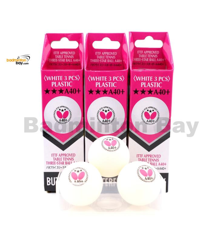 Butterfly 3-Star A40+ Plastic Table Tennis Ping Pong White Ball 40mm (9 Balls)