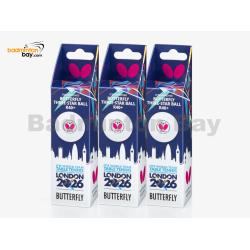 Butterfly WTTTC London 2026 3-Star R40+ Plastic Table Tennis Ping Pong White Ball 40mm (9 Balls) Limited Edition