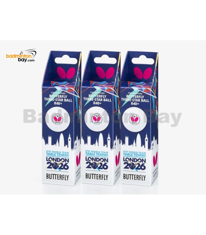Butterfly WTTTC London 2026 3-Star R40+ Plastic Table Tennis Ping Pong White Ball 40mm (9 Balls) Limited Edition