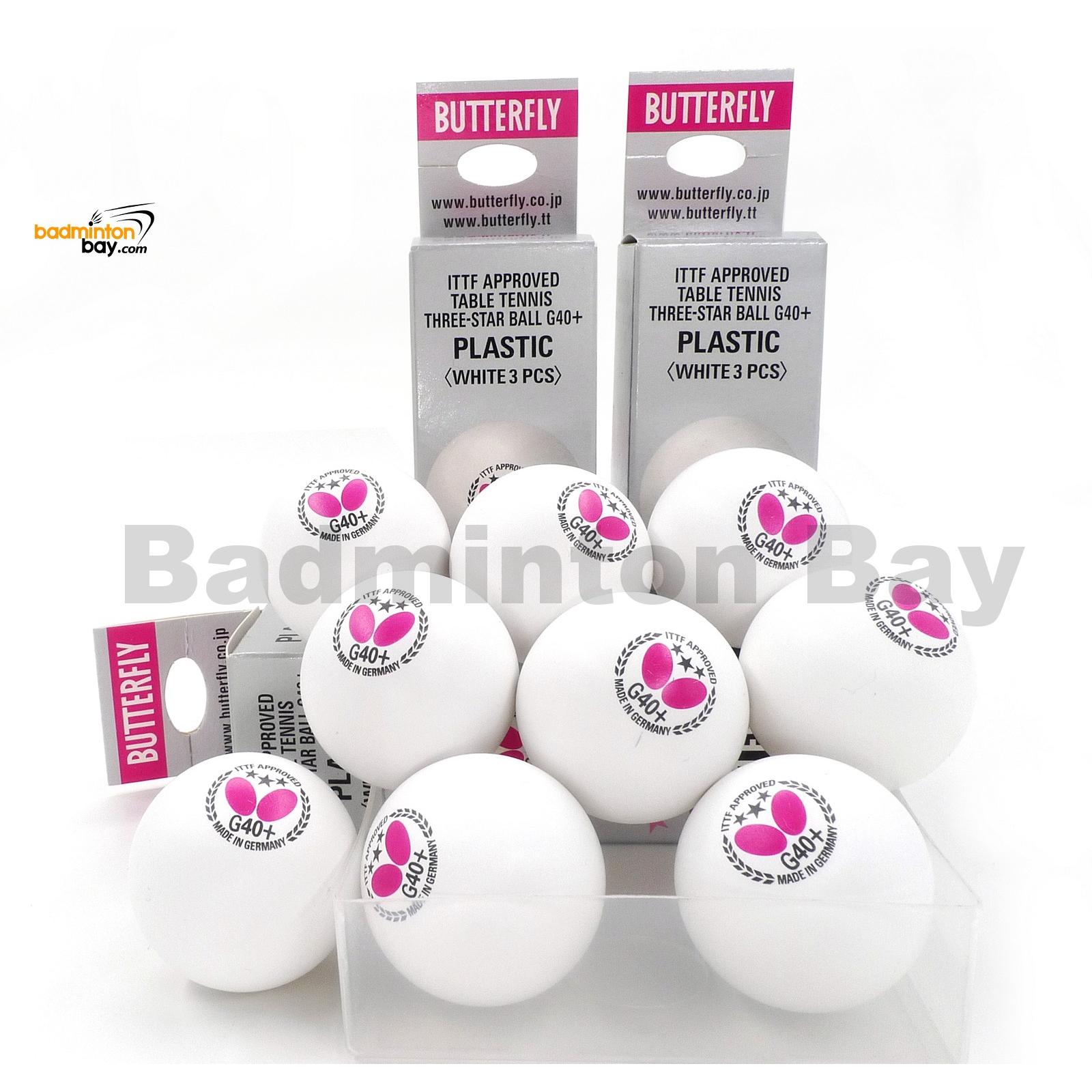 Butterfly Table Tennis 3balls White ITTF approved ping pong G40+ 3-Star Ball 