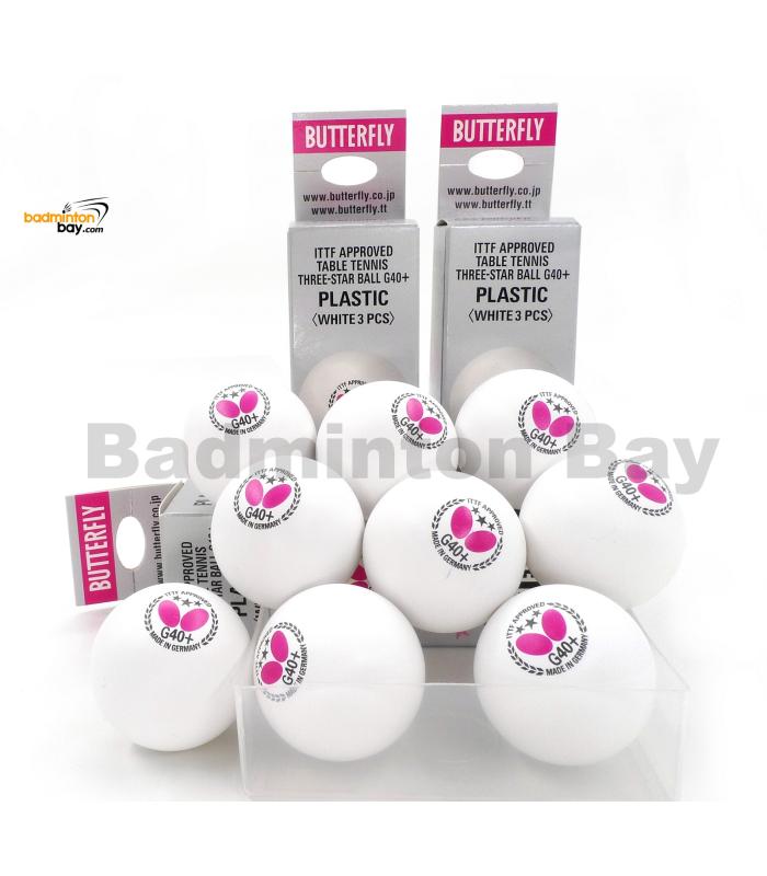 Butterfly 3-Star G40+ Made In Germany Plastic Table Tennis Ping Pong White Ball 40mm (9 Balls)