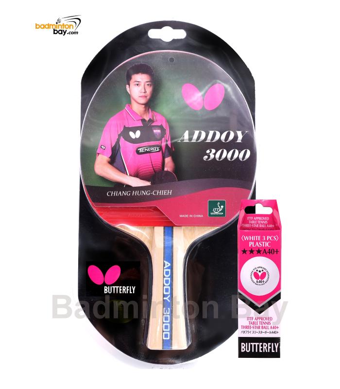 Butterfly Addoy 3000 FL Shakehand Table Tennis Racket Ping Pong Bat With A40+ Balls