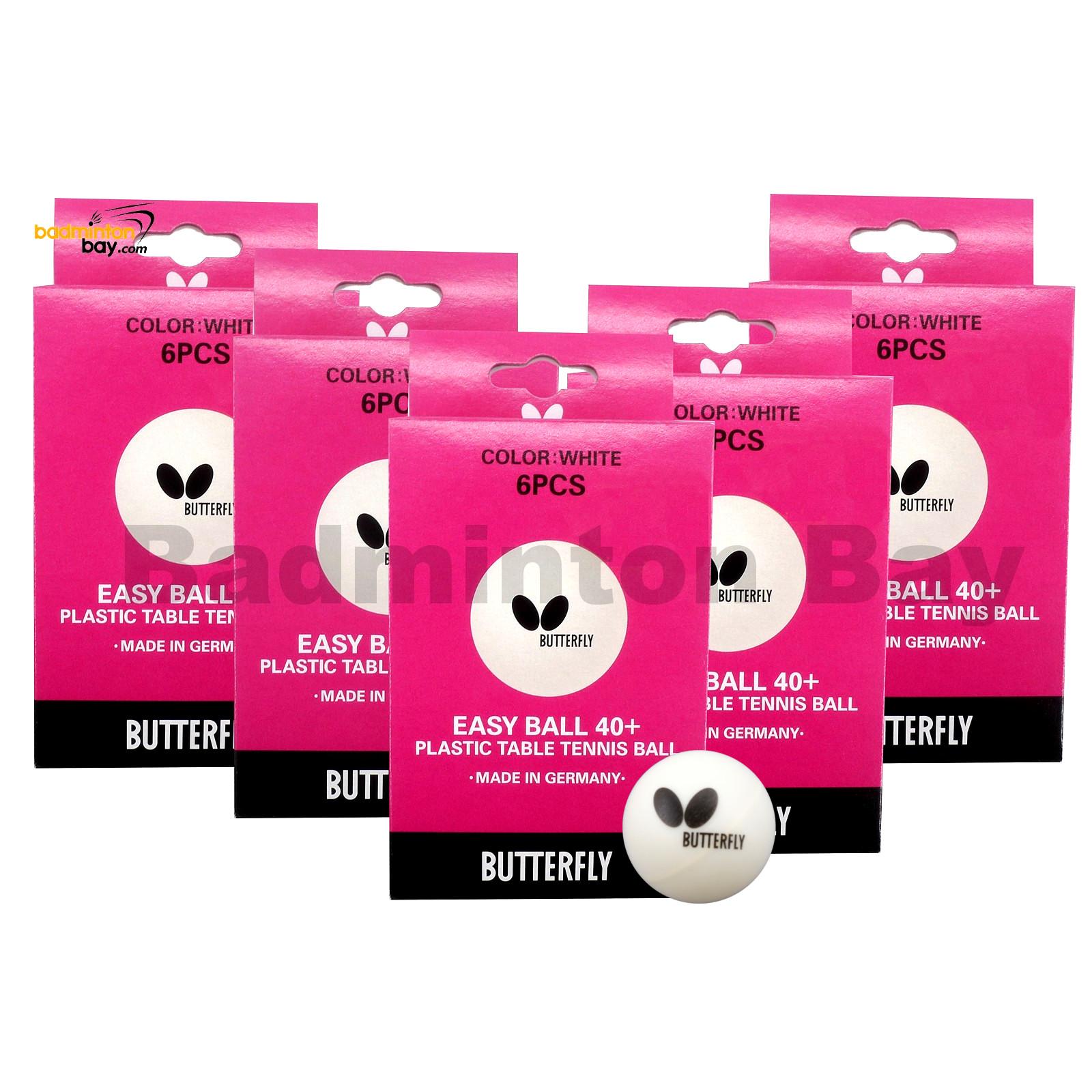 6 X Butterfly Easy Play White Table Tennis Ball 40+ 