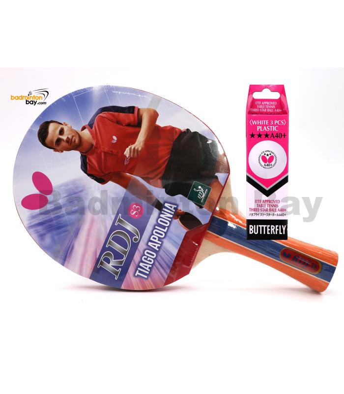 Butterfly RDJ-S3 FL Shakehand Table Tennis Racket Ping Pong Bat With A40+ Balls