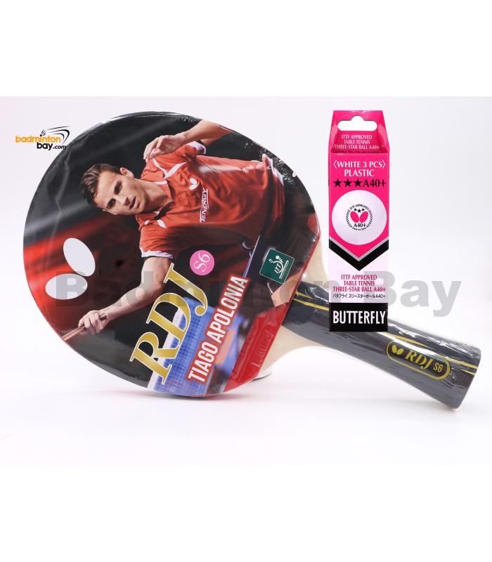 Butterfly RDJ-S6 FL Shakehand Table Tennis Racket Ping Pong Bat With A40+ Balls