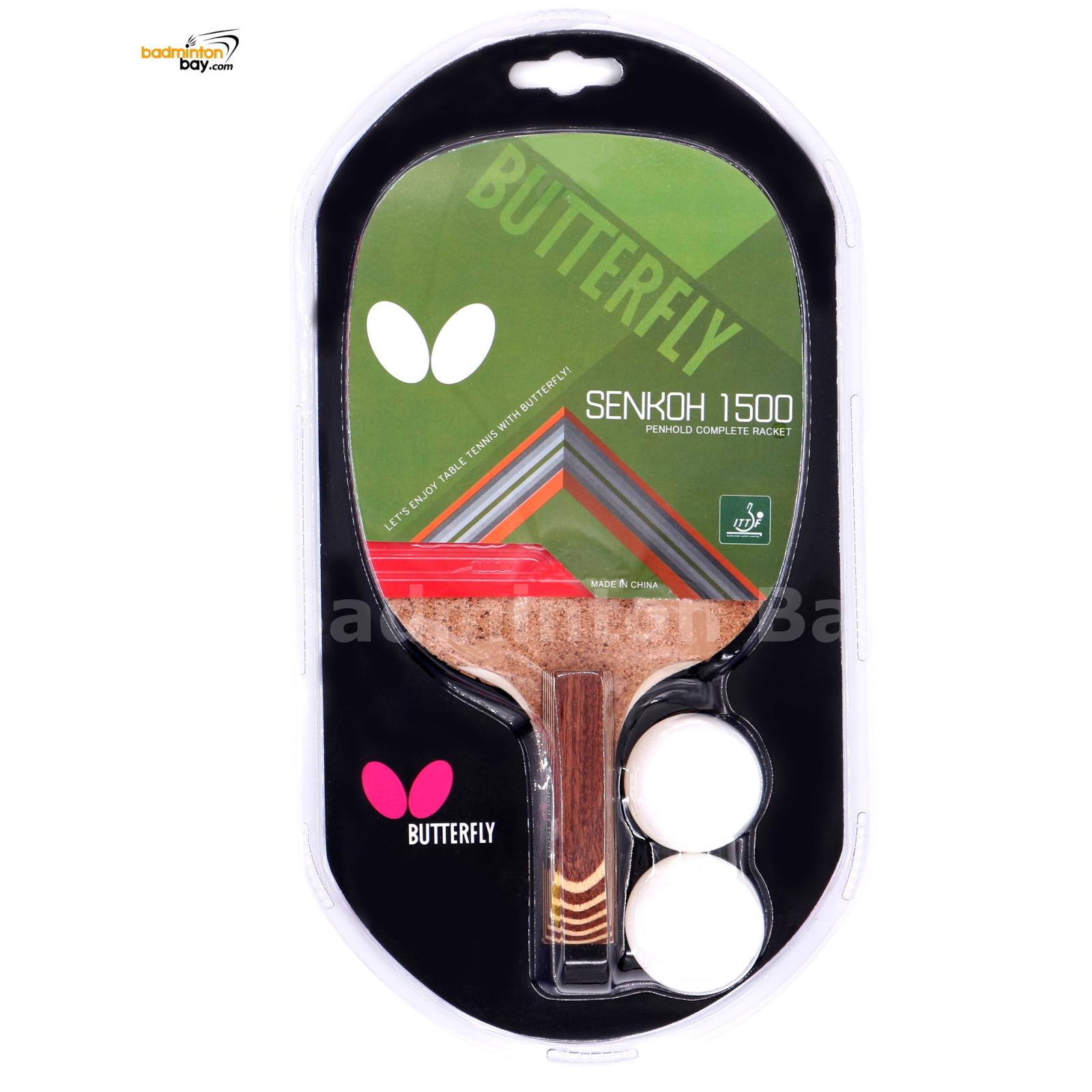 Butterfly Senkoh 1500 Penhold Table Tennis Racket with Rubber and Brown Han 