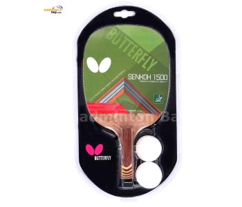 Butterfly Senkoh 1500 Penhold Table Tennis Racket with Rubber (One Side Rubber) and 2 Balls