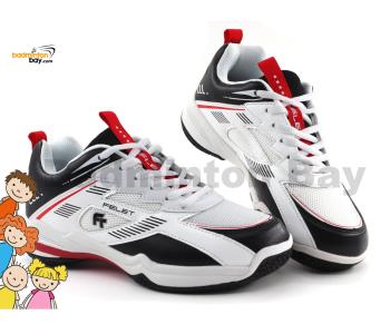 Felet - FT BS 48 White Black Badminton Court Shoes For KIDS