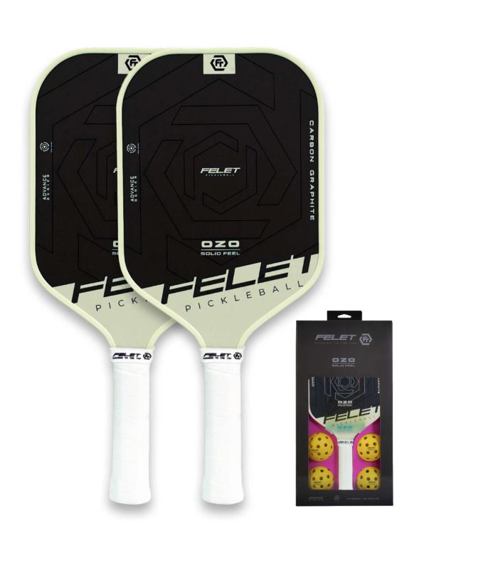 PRE-ORDER: Felet Ozo - Advance Series Carbon Graphite Pickleball Paddle (2 Paddles With 4 Balls)