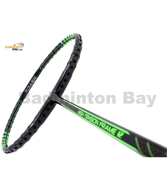 Fleet High Tension Frame 12 Metallic Black With Green Stripes Badminton Racket (4U)