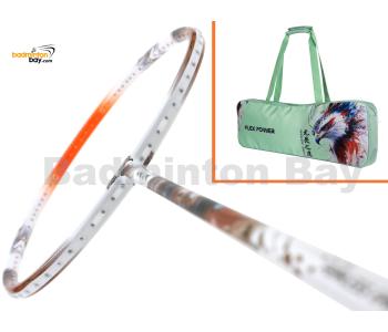 Flex Power - Fearless Eagle White Orange 5U Predator Series Limited Edition Badminton Racket with Single Bag