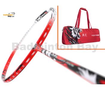 Flex Power - Ferocity Tiger Scarlet Red White 5U Predator Series Limited Edition Badminton Racket with Single Bag