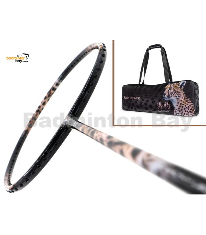 Flex Power - Stealthy Leopard Black 5U Predator Series Limited Edition Badminton Racket with Single Bag