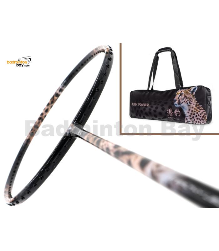 Flex Power - Stealthy Leopard Black 5U Predator Series Limited Edition Badminton Racket with Single Bag Flex Power - Stealthy Leopard Black 5U Predator Series Limited Edition Badminton Racket with Single Bag