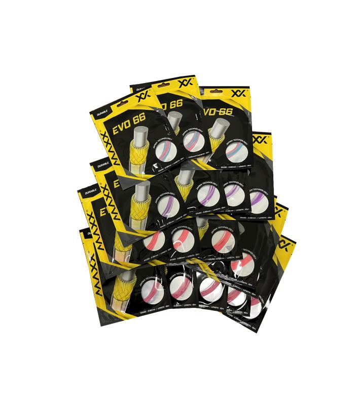 17 pieces Pink Shades and Dual Color Maxx Evo 66 (0.66mm) Badminton Strings (Clearance)