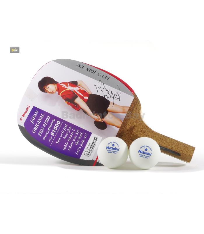 ~ Out of stock  Nittaku Pen 1500 Japanese Penhold Table Tennis Racket with 2 balls