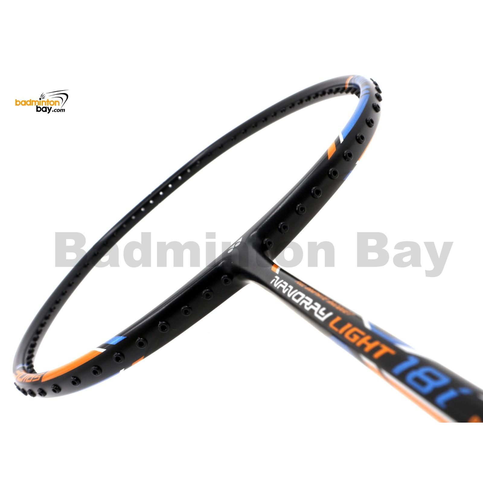 Black Yonex Nanoray Light 18i Graphite Badminton Racquet 77g, 30 lbs Tension 