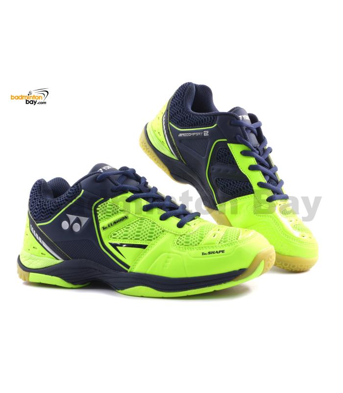 Yonex Aero Comfort 2 Neon Lime Navy Badminton Shoes With Tru Cushion Technology