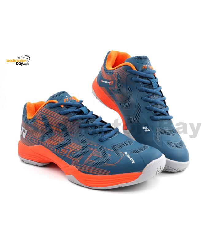 Yonex PRECISION 2 Midnight Turquoise/Oxy Fire Badminton Shoes In-Court With Tru Cushion Technology